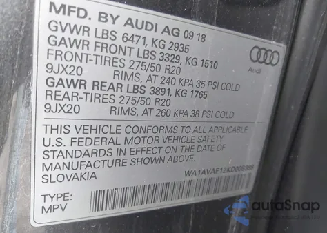 2019 Audi Q8 55 Premium from USA, damaged, VIN WA1AVAF12KD008389